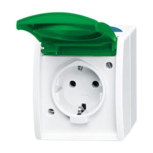 SCHUKO® Steckdose mit grünem Klappdeckel 20 EWN-13-53 Busch Jaeger 2CKA002083A0819
