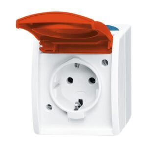SCHUKO® Steckdose mit orangenem Klappdeckel 20 EWN-14-53 Busch Jaeger 2CKA002083A0820