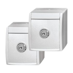 SCHUKO® Steckdosen 2er Pack mit Klappdeckel und Schloss gleichschließend 20/20 EWSL-54 Busch Jaeger 2CKA002083A0836
