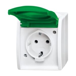 SCHUKO® Steckdose mit grünem Klappdeckel 20 EWN-13-54 Busch Jaeger 2CKA002083A0837