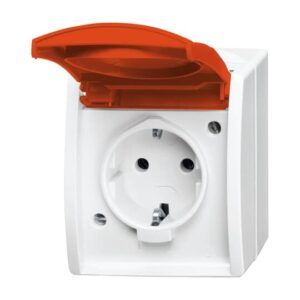 SCHUKO® Steckdose mit orangenem Klappdeckel 20 EWN-14-54 Busch Jaeger 2CKA002083A0838