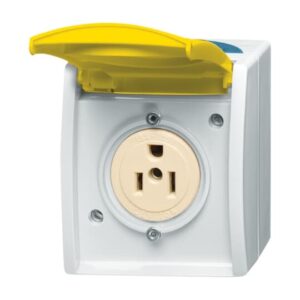 Busch-Nema-Steckdose mit gelbem Klappdeckel 3015 EWN-53 Busch Jaeger 2CKA002124A0023