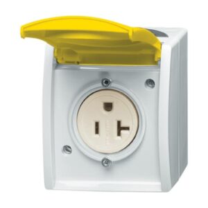 Busch-Nema-Steckdose mit gelbem Klappdeckel 3016 EWN-53 Busch Jaeger 2CKA002124A0024