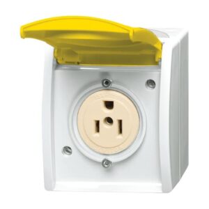 Busch-Nema-Steckdose mit gelbem Klappdeckel 3015 EWN-54 Busch Jaeger 2CKA002124A0025