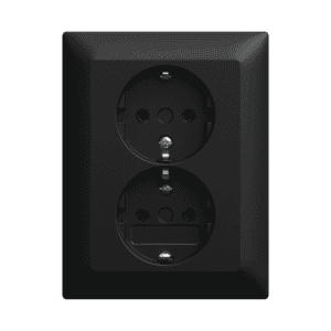 SCHUKO® Doppelsteckdose Komplettabdeckung ohne Spreize schwarz matt - Busch-balance® SI 202 EUJR-915 Busch Jaeger 2TKA00005987