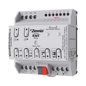 MAXinBOX Hospitality v3. Fan-Coil-Controller für 2-/4-Rohr-Einheiten mit 2*16A Ausgängen + 6 analog/digitalen Eingängen mit KNX Secure Zennio ZCLHP126V3