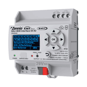 DALI BOX Interface 64 X2. KNX-DALI Interface für bis zu 64 Betriebsgeräte pro Kanal - 2 Kanäle Zennio ZDID64X2