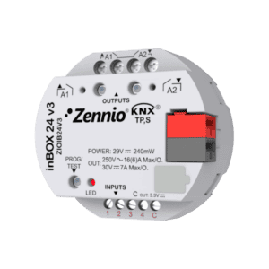 inBOX 24 v3. KNX Multifunktionsaktor für Unterputzmontage - 2 Ausgänge 16 A - 4 A/D Eingänge Zennio ZIOIB24V3