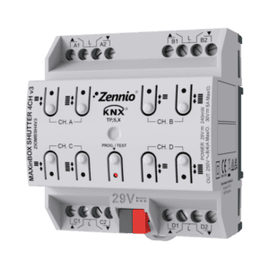 MAXinBOX SHUTTER 4CH v3. Jalousieaktor mit 4 Kanälen mit KNX Secure Zennio ZIOMBSH4V3