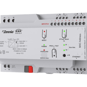 ALLinBOX 88 v2. Multifunktionsaktor mit 8 16 A Ausgängen, 8 Analog/Digital Eingängen, IP Interface, Logik-Modul und KNX Netzteil Zennio ZPR88V2