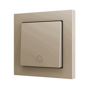 ZS55. Soft Einfachtaster für 1 Binäreingang 55x55 mm – Klingel Symbol  – Champagne Zennio ZS551PB1DC