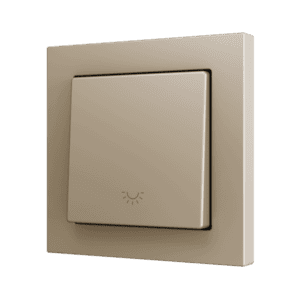 ZS55. Soft Einfachtaster für 1 Binäreingang 55x55 mm – Licht Symbol – Champagne Zennio ZS551PB1LC