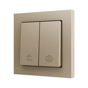 ZS55. Soft Doppeltaster für 2 Binäreingänge 55x55 mm – Champagne - Custom Design. Minimum: 100 Einheiten pro Design Zennio ZS552PB2CC