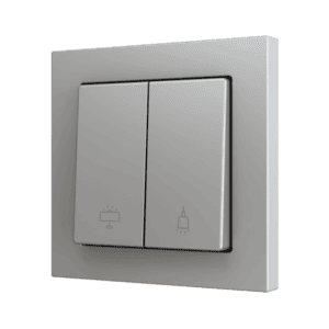ZS55. Soft Doppeltaster für 2 Binäreingänge 55x55 mm – Silber - Custom Design. Minimum: 100 Einheiten pro Design Zennio ZS552PB2SC