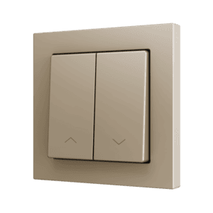 ZS55. Soft Doppeltaster für 2 Binäreingänge 55x55 mm – Jalousie Symbol – Champagne Zennio ZS552PB2SHC
