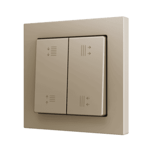 ZS55. Soft Doppeltaster für 4 Binäreingänge 55x55 mm – Champagne - Custom Design. Minimum: 100 Einheiten pro Design Zennio ZS552PB4CC