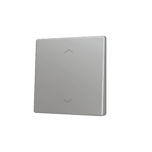 ZS55. Tasterabdeckung für Soft KNX Einfachtaster 55x55 mm. Untere Betätigung - Jalousie Symbol – Silber Zennio ZS55CSOFT12SHS