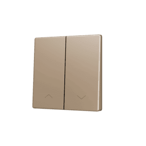 ZS55. Tasterabdeckung für Soft KNX Doppeltaster 55x55 mm. Untere Betätigung - Jalousie Symbol – Champagne Zennio ZS55CSOFT22SHC