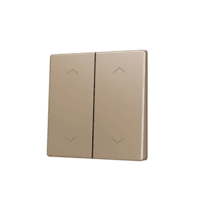 ZS55. Tasterabdeckung für Soft KNX Doppeltaster 55x55 mm. Obere&untere Betätigung - Jalousie Symbol – Champagne Zennio ZS55CSOFT24SHC