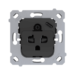 ZS55/ZS70. Euro-Amerikanischer Steckdoseneinsatz mit USB C (ohne Abdeckung) Zennio ZS55IEUA1US