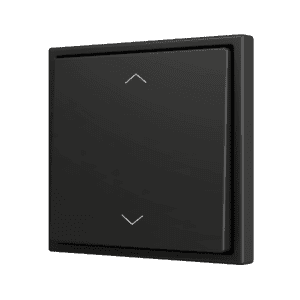 ZS70. Soft Einfachtaster für 2 Binäreingänge 70x70 mm – Jalousie-Symbol – Schwarz Zennio ZS701PB2SHA