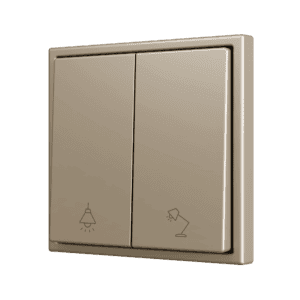 ZS70. Soft Doppeltaster für 2 Binäreingänge 70x70 mm – Champagne - Custom Design. Minimum: 100 Einheiten pro Design Zennio ZS702PB2CC