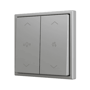 ZS70. Soft Doppeltaster für 4 Binäreingänge 70x70 mm – Silber - Custom Design. Minimum: 100 Einheiten pro Design Zennio ZS702PB4SC