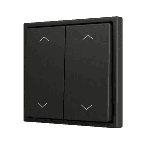 ZS70. Soft Doppeltaster für 4 Binäreingänge 70x70 mm – Jalousie-Symbol – Schwarz Zennio ZS702PB4SHA