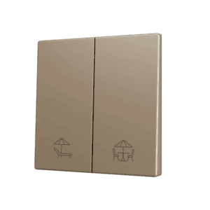 ZS70. Tasterabdeckung für Soft KNX Doppeltaster 70x70 mm. Druck nach unten - Champagne - Custom Design. Minimum: 100 Einheiten pro Design Zennio ZS70CSOFT22CC