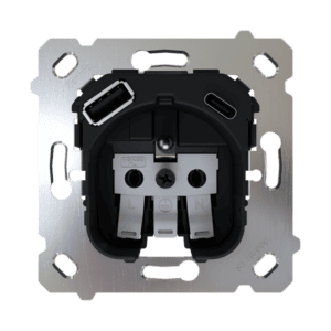 ZS55/ZS70. Französischer Steckdoseneinsatz 16 A /250 V ~ mit USB C und A (ohne Abdeckung) Zennio ZSIF2US
