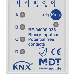 KNX Binäreingang 4-fach, 2TE REG, Ausführung potentialfrei, Secure MDT BE-04000.03S