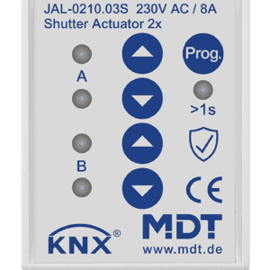 KNX Jalousieaktor 2-fach, 2TE REG, 8 A, 230 V AC, Secure MDT JAL-0210.03S