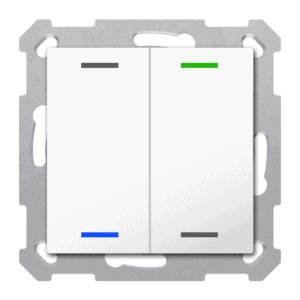 KNX RF+ Taster Light 55 2-fach, Secure, RGBW, TS, Reinweiß glänzend, Neutral MDT RF-TAL55T202.01S