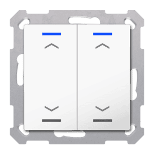 KNX RF+ Taster Light 55 2-fach, Secure, RGBW, TS, Reinweiß glänzend, Jalousie MDT RF-TAL55T202.A1S