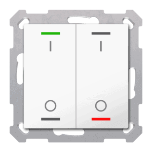 KNX RF+ Taster Light 55 2-fach, Secure, RGBW, TS, Reinweiß glänzend, Schalten MDT RF-TAL55T202.B1S