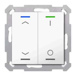 KNX RF+ Taster Light 55 2-fach, Secure, RGBW, TS, Reinweiß glänzend, Jal._Sch. MDT RF-TAL55T202.C1S