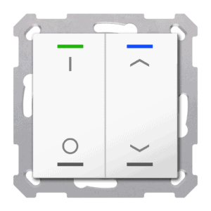KNX RF+ Taster Light 55 2-fach, Secure, RGBW, TS, Reinweiß glänzend, Sch._Jal. MDT RF-TAL55T202.D1S
