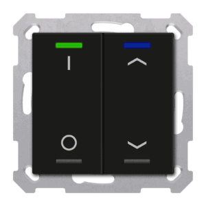 KNX RF+ Taster Light 55 2-fach, Secure, RGBW, TS, Schwarz matt, Sch._Jal. MDT RF-TAL55T206.D1S