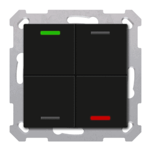 KNX RF+ Taster Light 55 4-fach, Secure, RGBW, TS, Schwarz matt, Neutral MDT RF-TAL55T406.01S