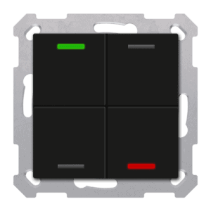 KNX Taster Light 55 4-fach,RGBW,TS, Schwarz matt, Neutral, Secure MDT TAL-55T4006.02S