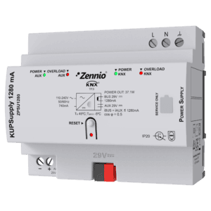 KUPSupply 1280mA. KNX Universaler Spannungsversorgung 1280mA plus 29VDC zusätzliche Hilfsspannung Zennio ZPSU1280