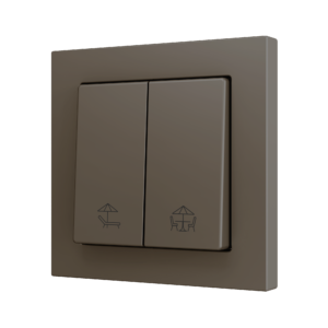 ZS55. Soft Doppeltaster für 2 Binäreingänge 55x55 mm – Mokka - Custom Design. Minimum: 100 Einheiten pro Design Zennio ZS552PB2MC