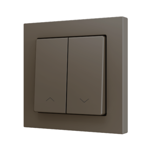 ZS55. Soft Doppeltaster für 2 Binäreingänge 55x55 mm – Jalousie Symbol – Mokka Zennio ZS552PB2SHM