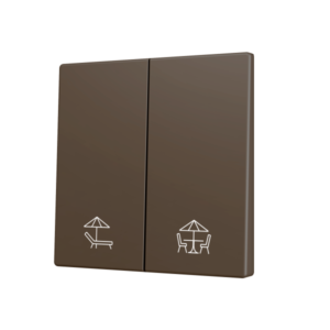 ZS70. Tasterabdeckung für Soft KNX Doppeltaster 70x70 mm. Druck nach unten - Mokka - Custom Design. Minimum: 100 Einheiten pro Design Zennio ZS70CSOFT22MC