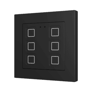 Tecla RGB 55 X6. Kapazitiver Taster 55x55 - 6 Tasten - Schwarz (Rahmen nicht enthalten) Zennio ZVITR55X6A