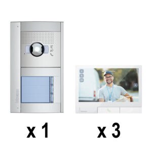 Mehrfamilienset SFERA Allmetal (3 Ruftasten)+3 Video-Innenst CLASSE 300X Light Bticino 905103