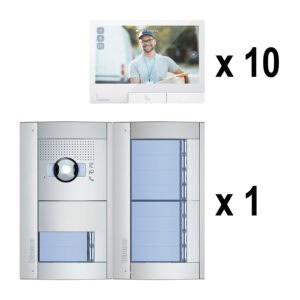 Mehrfamilienset SFERA Allmetal (10 Ruftasten)+10 Video-Innenst CLASSE 300X Light Bticino 905110