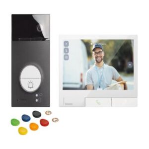 Video-Set mit Türstation LINEA3000 Schwarz+Transponderleser und hörerloser Video-Innenstelle CLASSE 300X Light mit Smartphone-Anbindung Bticino 363942