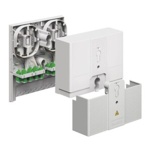 Kaiser Hausübergabepunkt Gf-AP 16 1 LC/APC-DX, Shutter, 2 Pigtails IP54, ausbaubar bis 16 LC/APC-DX 4231017