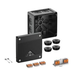 Abzweigkasten, Schutzart IP66/IP67/IP69, max. 4², Schlagfestigkeit IK09, Schutzklasse II, Ui 450V AC, Ui 450V DC, DLG, DNV, VDE, halogenfrei Spelsberg 40407001